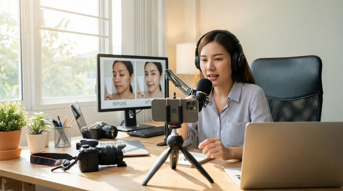 Creating YouTube review video for AI dating photo tool affiliate promotion