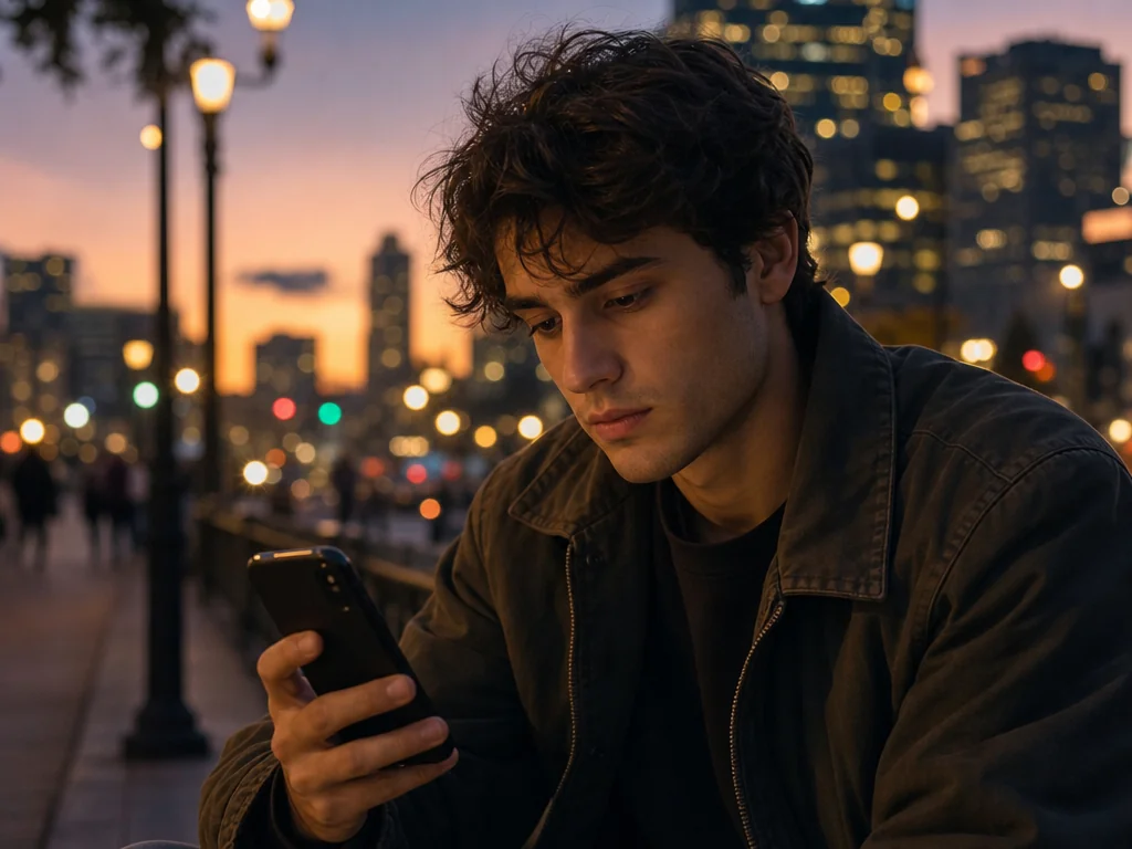 Man evaluating which dating app to use after comparing Tinder, Hinge, and Bumble options