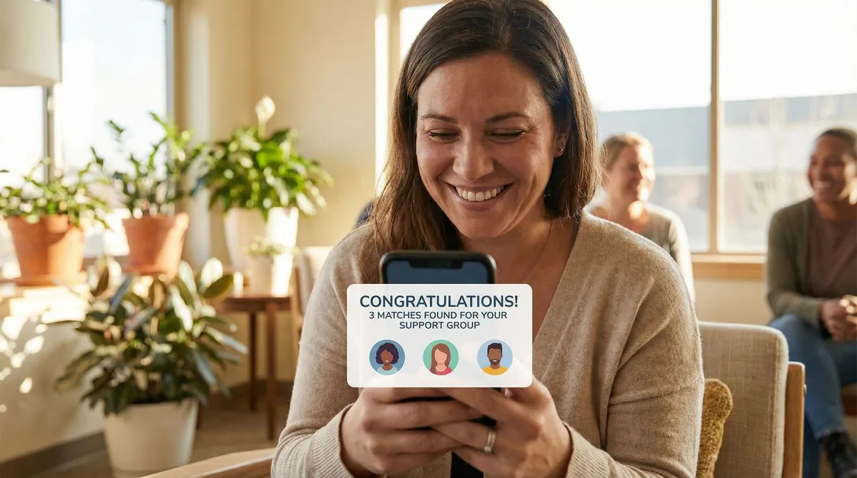 Happy dating app user receiving matches after successfully recovering from shadowban