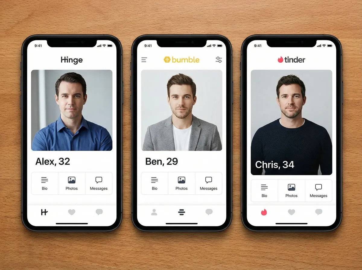 Comparison of AI photo acceptance across Tinder, Hinge, and Bumble dating apps