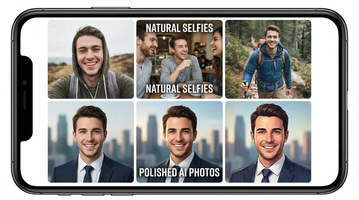 Optimal mix of real and AI photos for dating app profile following 70-30 rule
