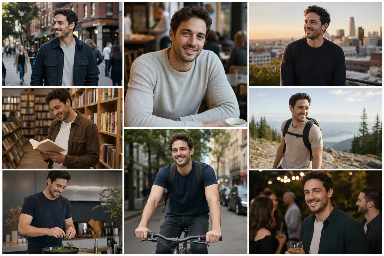 Confident guy with Hinge profile photos that create easy conversation hooks