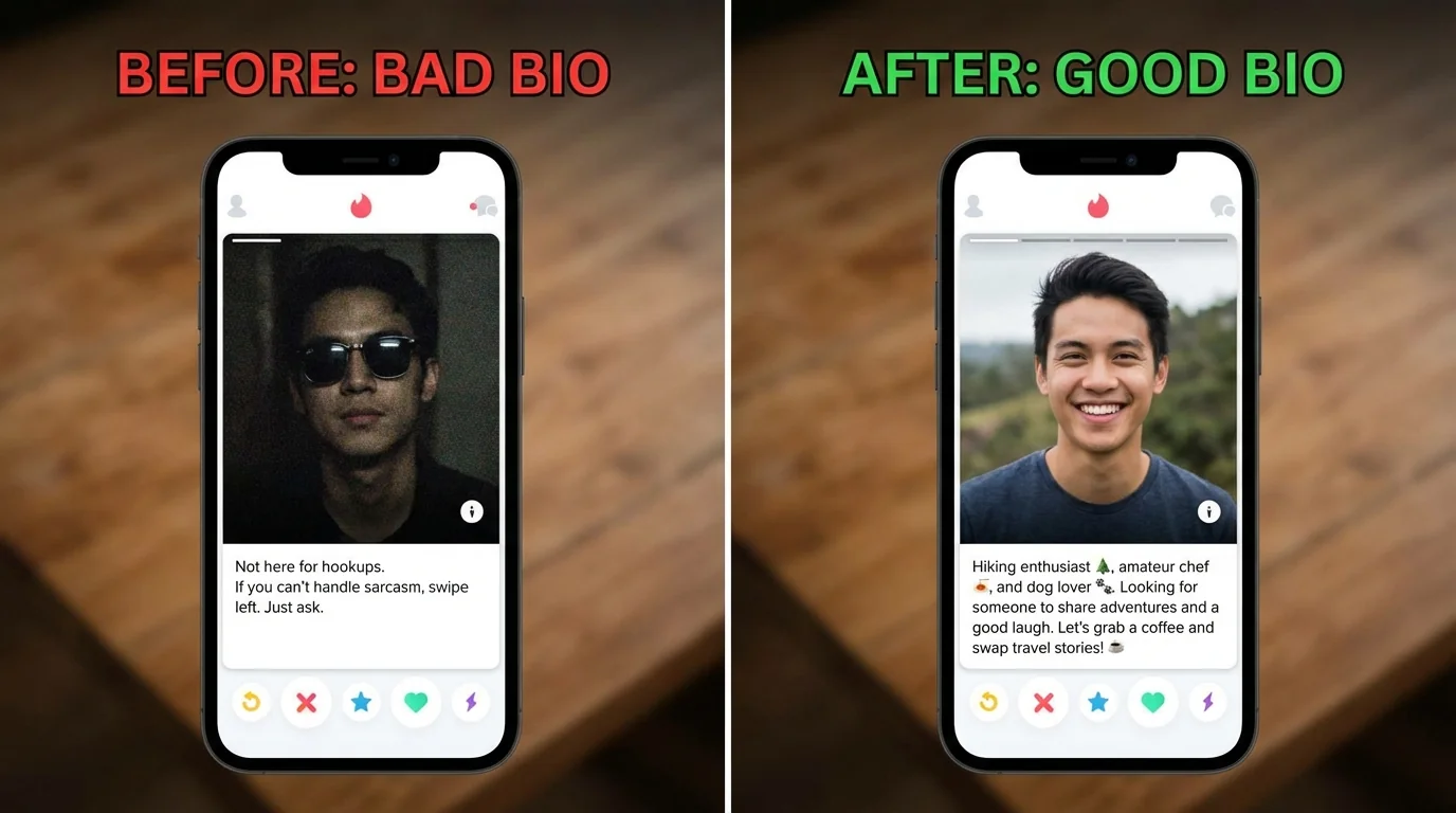 Comparison of effective versus ineffective ways to explain AI photos in dating bios