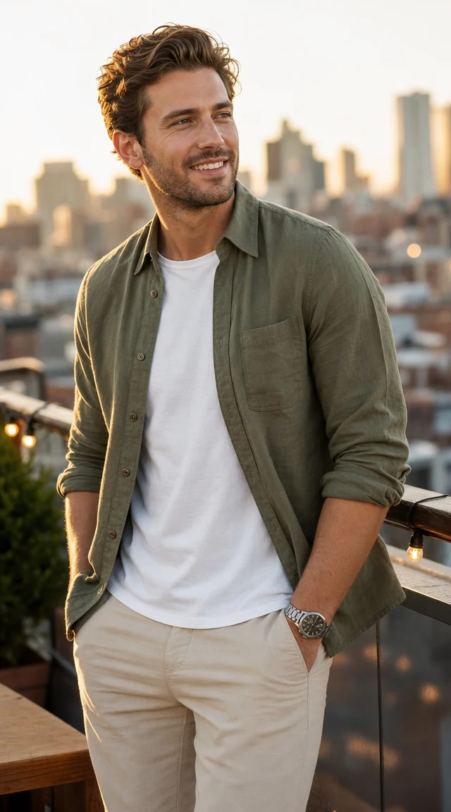 AI profile picture result: Rooftop Golden Hour