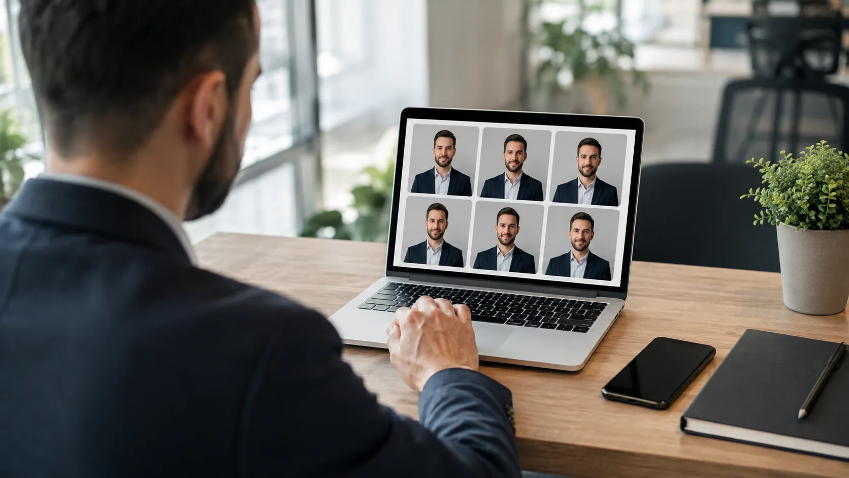 Why AI Portrait Generators Are Becoming A Practical Tool For Business Profile Photos 3 AI portrait generator workflow for business profile photos on a laptop
