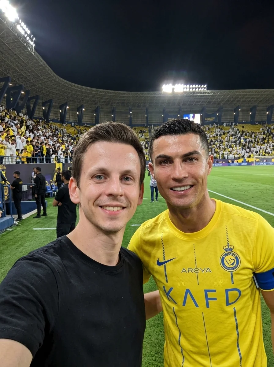 AI portrait generator result: selfie with ronaldo male