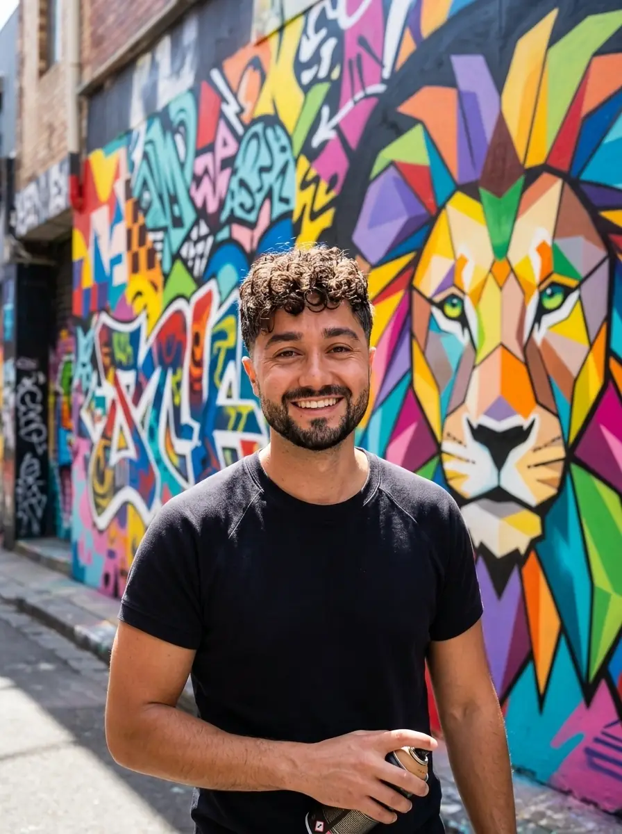 After: Before and after AI street art mural dating photo transformation