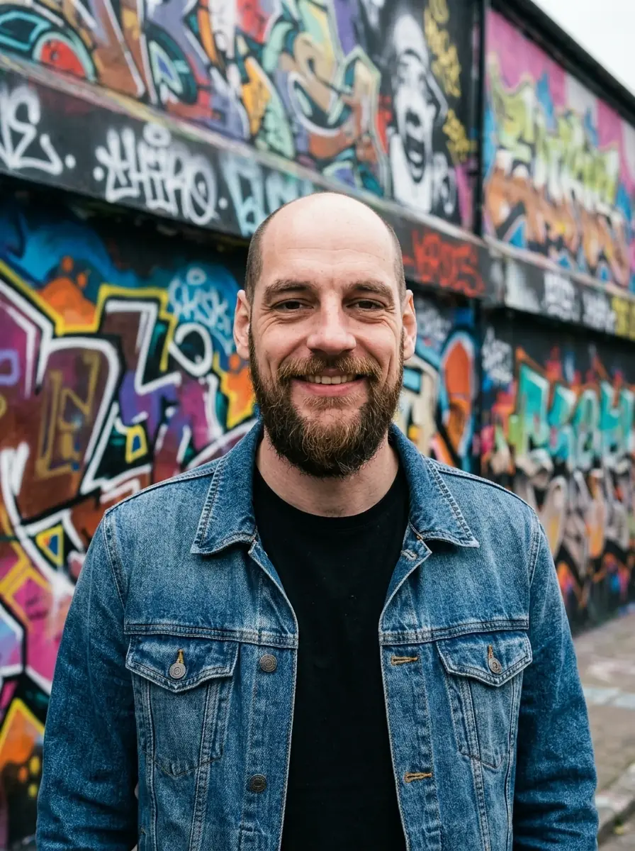 After: Before and after AI street art mural dating photo transformation