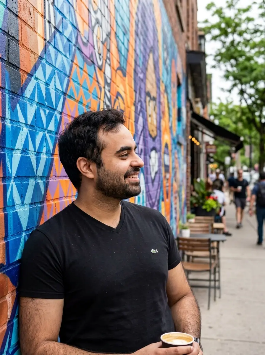 After: Before and after AI street art mural dating photo transformation