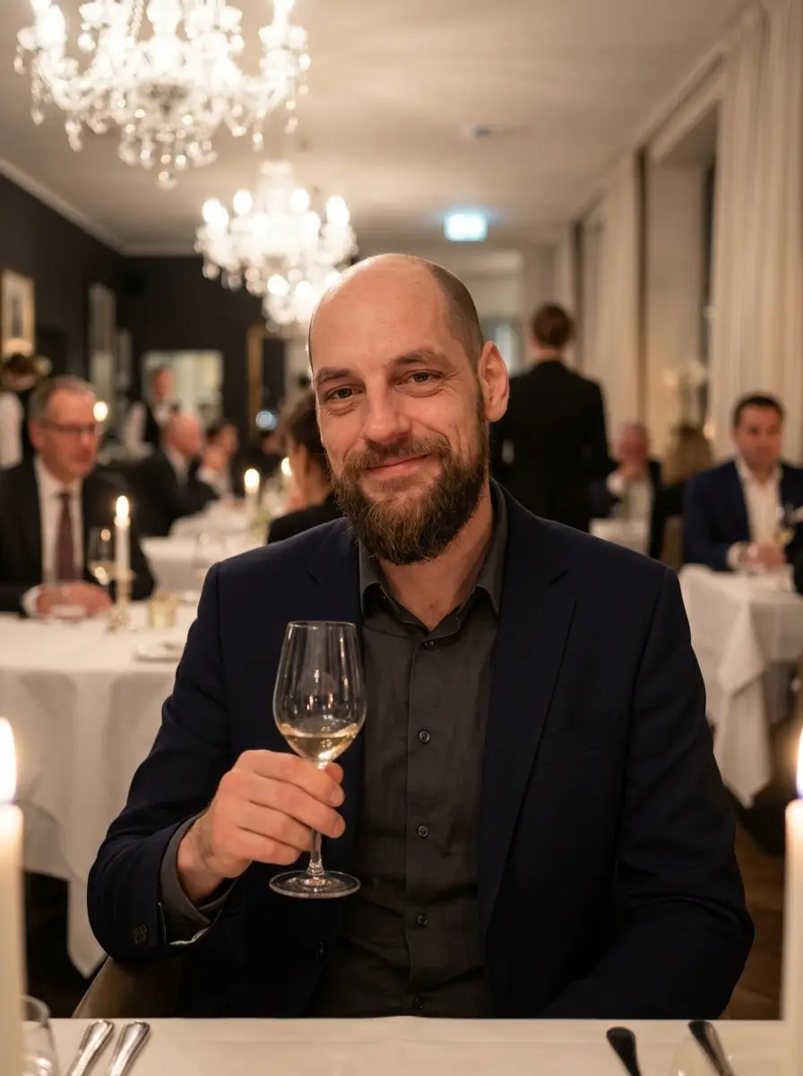 After: Before and after AI upscale restaurant dating photo transformation